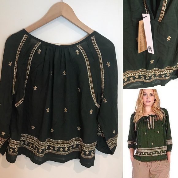 House Of Harlow 1960 Boho Long sleeve top in Green - Picture 4 of 4